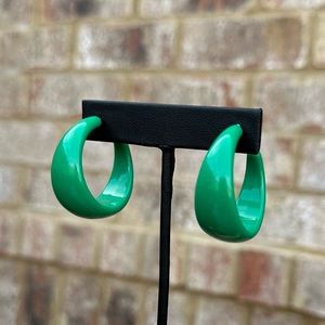 Forest Green Acrylic Medium Hooped Earrings